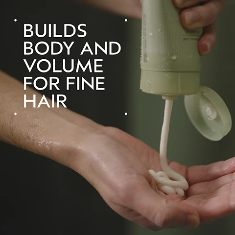 Image 2 - A hand with water droplets catches a white creamy product being dispensed from a light green bottle, and the image features the text BUILDS BODY AND VOLUME FOR FINE HAIR, with additional text on the bottle stating for fine hair and pour cheveux. Image 3 - Before and after image of a smiling woman with light brown bob-length hair, showing flat, unwashed hair on the left, and voluminous, styled hair on the right, with the visible text BEFORE, AFTER, Unwashed Hair, and Results with Pure Abundance™ Volumizing Shampoo, Volumizing Clay Conditioner, Style-Prep™ , and Volumizing Hair Spray, Phomollient™ Styling Foam. Blow dried with Mini Wooden Paddle Brush. Image 4 - A four-step hair care guide on a dark green background titled HOW TO USE shows 01 CLEANSE with a person lathering Pure Abundance™ Volumizing Shampoo into their hair; 02 CONDITION with hands dispensing Pure Abundance™ Volumizing Conditioner; 03 STYLE with a woman brushing Pure Abundance™ Style-Prep™ Phomollient™ Styling Foam & Mini Paddle Brush into her hair; and 04 HOLD with a woman applying Pure Abundance™ Volumizing Hair Spray. Image 5 - A split image shows a persons reddish-brown bob-length hair from behind, with the left side labeled BEFORE displaying flatter, less voluminous hair, and the right side labeled AFTER displaying more voluminous, styled hair. The bottom left text says Unwashed Hair and the bottom right text says Results with Pure Abundance™ Volumizing Shampoo, Volumizing Clay Conditioner, Style-Prep™ , and Volumizing Hair Spray, Phomollient™ Styling Foam. Blow dried with Mini Wooden Paddle Brush. Image 6 - An image with a dark green background features a large central circle containing blurred abstract shapes in shades of teal and green, with white text overlaying the image that reads Acacia Gum & Kaolin Clay and Helps Fill Out Fine Hair. Image 8 - A dark green background of leaves with a red stem features three white certification logos: a 100% VEGAN logo with a large V and text around it, a Certified B Corporation logo with a B in a circle, and a Cruelty Free INTERNATIONAL logo with a leaping rabbit.