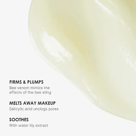 Image 1, SMOOTHS & PLUMPS Bee venom stimulates blood flow REBUILDS THE SKIN BARRIER With P Cell EVENS SKIN TONE Vitamin C brightens and corrects discolouration Image 2, LUXURIOUS BALM-TO-MILK formula VENOM REMOVES MAKEUP and CLEANSES INSIDE PORES cleansing balm Rodial FIRMS SKIN and helps EVEN SKIN TONE Image 3, BEVENOM Rodial BEGENOM Rodid VENOM Rodid eyeced EFENOM ENC Rodid eve cream VENOM Rodial VENON moisturiser REVITAL AND M Brightens under eye Step 3 MOISTURISE Restores elasticity Firms Hydrates Step 1 Step 2 CLEANSE TREAT Melts away makeup Plumps Unclogs pores Smooths Brightens skin