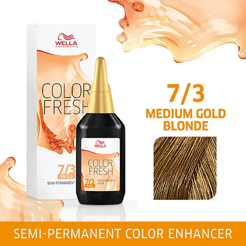 Image 1, WELLA PROFESSIONALS COLOR FRESH WELLA COLOR 7/3 FRESH PH 6.5 SEMI-PERMANENT 7/3 COUR 7/3 MEDIUM GOLD BLONDE SEMI-PERMANENT COLOR ENHANCER Image 2, 7/3 MEDIUM GOLD BLONDE Image 3, HEALTHY-LOOKING SHINE& COLOR Image 4, QUICK & EASY APPLICATION Image 5, CONDITIONING COLOR ENHANCER Image 6, LASTS UP TO 10 SHAMPOOS Image 7, EXPERT TIP WELLA ENRICH CARE RANGE PROFESSIONALS WELLA ENRICH THICK PROFESSIONALS WELLA PORESSIONIALS ENRICH ミ WELLA PROFESSIONALS ENRICH