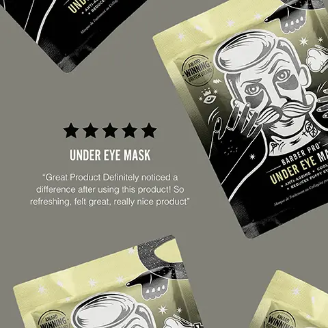 Image 1, ANTI-A SEDUCE Maderament Coed AWARD WINNING BRITISH BRAND UNDER EYE MASK "Great Product Definitely noticed a difference after using this product! So refreshing, felt great, really nice product" BARBER PRO UNDER EYE MA ANTI-AGEING COOL • REDUCES PUFFY EC AWARD WINNING AWARD Image 2, Soothing UNDER EYE MASK * 10 WINNING 1623 Anti-Ageing Rejuvenating BARE UNDER BARBER PRO UNDER EYE MASK 1 PAIR Cooling Reduce puffiness 10 ------ Image 3, TOP TIP Pop the mask in the fridge for an extra cooling effect.