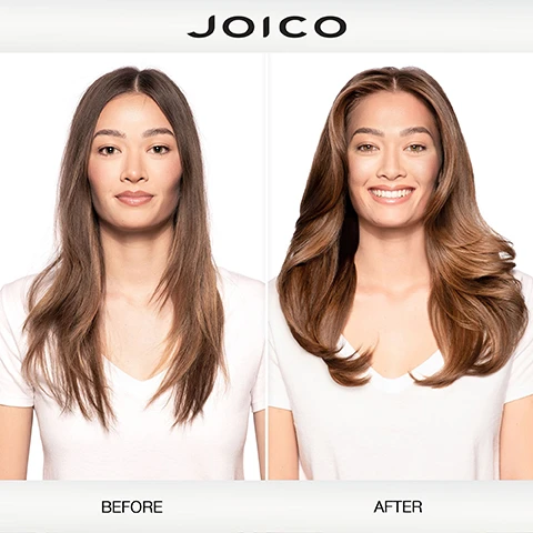 Image 2 - Before and after image of a woman with hair that appears fuller and shinier after treatment with text JOICO, BEFORE, AFTER. Image 3 - A Joico Hydra Splash Hydrating Shampoo bottle with text including JOICO, HYDRA SPLASH, HYDRATING SHAMPOO for fine/medium, dry hair, and SmartRelease is shown next to separate text blocks stating HYDRATING SHAMPOO for fine/medium, dry hair, Cleanses hair without stripping natural moisture, and Leaves hair feeling soft and hydrated. Image 4 - A bottle of Joico Hydra Splash Hydrating Shampoo is shown with sea kelp and a coconut JOICO HYDRA SPLASH HYDRATING SHAMPOO for fine/medium, dry hair SHAMPOOING HYDRATANT pour les cheveux fins/moyens et secs CHAMPÚ HIDRATANTE para cabello fino/mediano reseco SmartRelease 300 ml / 10.1 fl oz Sea kelp: Packed full of vitamins and minerals. Helps provide targeted moisture and vital nutrients. Coconut water: A great source of electrolytes and vitamins A, C, and E. Helps quench dry strands. Image 5 - Image displays the Joico HydraSplash Routine showing Step 1 Joico Hydra Splash Hydrating Shampoo, Step 2 Joico Hydra Splash Hydrating Conditioner or Joico Hydra Splash Hydrating Gelée Masque, and Step 3 Joico Hydra Splash Replenishing Leave-In. Image 7 - Three blue and silver Joico Hydra Splash hair products including shampoo conditioner and gelée masque are shown on white blocks with text that reads Hydrate fine hair without weighing it down.