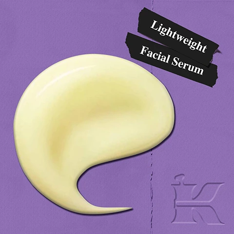 Image 1 - A swirl of yellow facial serum is shown on a purple background with an embossed brand logo in the bottom right corner, next to black labels that read Lightweight Facial Serum. Image 2 - A Kiehls Advanced Derm Solutions Retinol Skin-Renewing Daily Micro-Dose Serum bottle with a white pump is displayed against a purple and white background, alongside text that reads 100% Showed Reduced Fine Lines & Wrinkles* and *Results represent maximum improvement based on 24 week clinical study with 132 subjects, while the bottle label states Since 1851 Kiehls Advanced Derm Solutions Retinol Skin-Renewing Daily Micro-Dose Serum with a Precise, Daily-Strength Concentration of Pure Retinol, Peptide and Ceramides Tested to Steadily Promote Skin Surface Turnover and Visibly Improve Firmness, Reduce Wrinkles and Refine Texture While Minimizing Discomforting Effects Including Dryness and Peeling. Image 3 - A purple background features a dollop of gel, a molecular chain graphic, a dropper with two test tubes, and the text Our Formula With: Ceramides Peptide Pure Retinol. Image 4 - A close-up before and after comparison of skin, with the top half showing skin labeled before with more visible lines and wrinkles, and the bottom half showing smoother skin labeled AFTER, with overlaid text reading Visibly reduces the appearance of lines & wrinkles and a disclaimer at the bottom stating Individual results (24 weeks daily use). Individual results will vary.