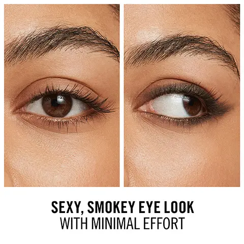 Image 1, Sexy smokey eye look with minimal effort. Image 2, Smudge proof long-wear formula. Image 3, Apply around the top ad bottom of lash line. Image 4,Soft blendable formula, smudge-proof, long wear and intense rich colour. Image 5, 3 shades to choose from