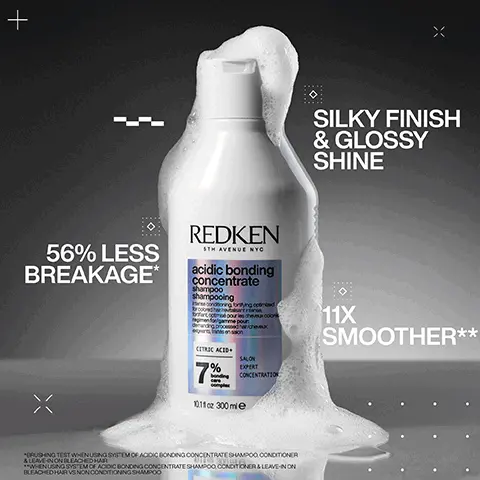 Image 1, + 56% LESS BREAKAGE* REDKEN STH AVENUE NYC acidic bonding concentrate shampoo shampooing bpour les cheveux coor CITRIC ACID 7 % SALON EXPERT CONCENTRATION 1011cz 300 mie *RUSHING TEST WHEN USING SYSTEM OF ACIDIC BONDING CONCENTRATE SHAMPOO CONDITIONER & LEAVE IN ON BLEACHED HAR WHEN USING SYSTEM OF ACIDIC BONDING CONCENTRATE SHAMPOO CONDITIONER & LEAVE-NON BLEACHED HAIR VS NON CONDITIONING SHAMPOO SILKY FINISH & GLOSSY SHINE 11X SMOOTHER** Image 2, 56% LESS BREAKAGE* 90% MORE CONDITIONED* 11X SMOOTHER** "BRUSHING TEST WHEN USING SYSTEM OF ACIDIC BONDING CONCENTRATE SHAMPOO CONDITIONER AND LEAVE NON BLEACHED HAIR WHEN USING SYSTEM OF ACIDIC BONDING CONCENTRATE SHAMPOO CONDITIONER AND LEAVE NON BLEACHED HAIR VS NON CONDITIONING SHAMPOO X + Image 3, CITRIC ACID + BONDING CARE COMPLEX HELPS REPAIR BONDS + PREVENT FUTURE DAMAGE Image 4, BEFORE AFTER ONE USE *SYSTEM OF ACIDIC BONDING CONCENTRATE INTENSIVE TREATMENT, SHAMPOO, CONDITIONER, & LEAVE-IN VS. UNDAMAGED HAIR Image 5, BEFORE AFTER ONE USE* *SYSTEM OF ACIDIC BONDING CONCENTRATE INTENSIVE TREATMENT SHAMPOO, CONDITIONER & LEAVE-IN VS UNDAMAGED HAIR Image 6, "BEST I'VE EVER USED AND I'M A HAIRDRESSER" *RECEIVED THE PRODUCT TO TRY FROM MARIE CLAIRE BEAUTY DRAWER, AUG 2022 REDKEN 8TH AVENUE NIC acidic bonding concentrate shampoo shampooing CITRIC ACID 7鱼 SALON ек CONCENTRATION 1011 300me Image 7, REDKEN OTECTION SO TI-FRIZZ SMOO OISTURE DEFINIC SUA LOP SHIN 25 SO BENEFITS OL BIENFAITS ONE UNITED MATH BENCHM TACEMENT MILTENENCES TOUTUN MOVI MULT DEces 1000 N- UND MULTI-BENEFIT LEAVE-IN CONDITIONER › HEAT PROTECTION UP TO 230°C • DETANGLING 5floz 150ml Image 8, 9'8 FORMULATED WITH COCONUT OIL & LACTIC ACID FOR HEALTHY FEELING HAIR Image 9, BEFORE AFTER ONE UNITED + DIFFUSING Image 10, LOVED BY PROS "ONE OF MY PERSONAL FAVOURITES; ONE UNITED IS THE LEAVE-IN TREATMENT SPRAY THAT DOES IT ALL FROM PROTECTING, TO PRIMING AND CONDITIONING!" GRACE MARDON HAIRSTYLIST PERCY & REED SALON REDKEN 25 GENETS ONE NITED Image 11, PRO TIP: APPLY TO MID-LENGTHS AND ENDS BEFORE YOU COMB OR BRUSH. IT WILL INSTANTLY HELP TO DETANGLE AS WELL AS LEAVING IT SOFT AND SHINY UNIT ONE 30 Image 12, "I REALLY LOVE THIS REDKEN PRODUCT, YOU CAN USE IT IN SO MANY WAYS.. DRY, WASHES, HEAT PROTECTION MIST IT'S MULTI PURPOSE WOULD DEFINITELY RECOMMEND❞* REDKEN OTECT ON SO TI-FRIZZ SMOO STURE DEFINIC LOP UTF 25 BENEFITS SHIN SUA *RECEIVED THE PRODUCT TO TRY FROM MARIE CLAIRE BEAUTY DRAWER, OCT 2023 ONE UNITED ALL-IN-ONE RUSSON TH PARENT MULT ONE MULTIVORTE 51 cz 150 me