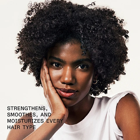 Image 1 - A woman with curly black hair is resting her hand on her cheek, looking directly at the camera, with text that reads STRENGTHENS, SMOOTHS, AND MOISTURIZES EVERY HAIR TYPE.
Image 2 - A bottle of OLAPLEX No. 5 Bond Maintenance Conditioner with a light background, displaying text stating 90% SMOOTHER, BETTER DETANGLING, MORE CONDITIONED* and *When used as a system of No. 3, No. 4, No. 5 along with PATENTED TECHNOLOGY • OLAPLEX.COM and REPAIRS, STRENGTHENS, & NOURISHES ALL HAIR TYPES.
Image 3 - A side-by-side comparison of hair before and after treatment, with the left side showing frizzy, unkempt hair labeled BEFORE, and the right side displaying smooth, shiny hair labeled AFTER, accompanied by text that reads UNTOUCHED IMAGES* *Results may vary. Results achieved by cleansing with N°4 Bond Maintenance® Shampoo, conditioning with N°5 Bond Maintenance® Conditioner, and applying N°9 Bond Protector Nourishing Hair Serum to damp hair before styling.
Image 4 - Image shows a side-by-side comparison of hair; the left side labeled BEFORE displays frizzy, wavy hair, while the right side labeled AFTER shows straight, smooth hair; additional text at the bottom reads UNTOUCHED IMAGES and details about the results from using specific hair care products.
Image 5 - A split image showing hair on the left labeled BEFORE, appearing dry and frizzy, and on the right labeled AFTER, showcasing moisturized and well-defined curls, with a note that the images are unretouched and contain product usage information.
Image 6 - Image shows two OLAPLEX hair care bottles on a light background, labeled as No. 4 Bond Maintenance Shampoo, which strengthens and nourishes, and No. 5 Bond Maintenance Conditioner, which moisturizes and smooths, each with a capacity of 250 ml.
