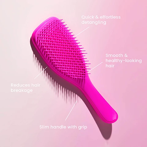 Image 1,  Quick & effortless detangling Reduces hair breakage Smooth & healthy-looking hair Slim handle with grip Image 2,  15.5 22.1 23.6 cm cm cm 5.3 cm The Ultimate Detangler Mini Great for small hands 6.6 cm The Ultimate Detangler 7.9 cm The Ultimate Detangler Large Great for Thick & Curly Hair Types