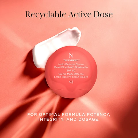Image 1, recyclable active dose. for optimal formula potency, integrity and dosage. image 2, preserve skin, correct age spots, reduce wrinkles. image 3, mutli defense shield. 100% sun spectrum, UVA, UVB, infrared, visible and blue lights. pollution and free radicals.
