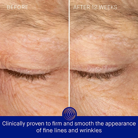 Image 3 - Image shows a close-up comparison of eyelids labeled Before on the left and After 12 Weeks on the right, with visible improvement in skin smoothness, and text at the bottom stating Clinically proven to firm and smooth the appearance of fine lines and wrinkles.
Image 4 - A blue jar of Augustinus Baders Rich Eye Cream with a gold lid is displayed against a soft background, accompanied by text highlighting clinically proven results: skin hydration improved by 2x, fine lines and wrinkles reduced by 25%, and eye puffiness reduced by 46%, with a note about a 4-week clinical trial.
Image 5 - A close-up of a woman gently touching her under-eye area, with text stating that 95% agree the eye area appears visibly lifted and firmer, 90% agree the appearance of fine lines and wrinkles is diminished, and 91% agree under-eye bags appear reduced, along with a note about a consumer perception study.
Image 6 - Image of a blue jar of Augustinus Baders The Rich Eye Cream with a copper-colored lid, surrounded by descriptions of ingredients and their benefits: TFC8, Wild Yellow Gentian Root Extract, Matrikine Anti-Wrinkle Complex, and Reishi Extract.
Image 7 - Image shows a woman demonstrating an eye care routine with three steps outlined, including visible text: Step 1 Dab a small amount under the eye and on the upper lid, working outwards Step 2 Softly tap around the eye in a circular movement Step 3 Use the applicator to swipe from the inner corner outward AB Insider Tip Store The Applicator in the refrigerator for a cooling effect to help de-puff and support microcirculation.
Image 8 - Image shows two different eye creams side by side on a blue background: on the left, a bottle labeled The Eye Cream with descriptors for texture, key benefits, key concerns, and ideal skin type, and on the right, a jar labeled The Rich Eye Cream with similar descriptors.
