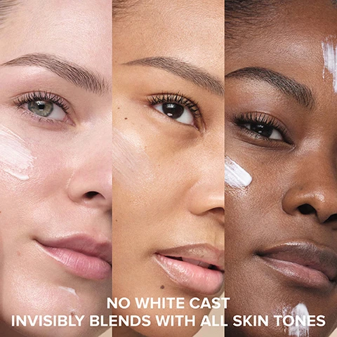 Image 1 - Close-up of three faces with varying skin tones showing a white cream product applied that blends in with the text NO WHITE CAST INVISIBLY BLENDS WITH ALL SKIN TONES.
Image 2 - A bottle of Anastasia Beverly Hills Hydra Prime SPF 50 sunscreen is shown on a green background with text HYDRATE. PRIME. PROTECT. Packed with next-gen ingredients for real skin benefits. and ingredient details including BLUR + REFINE Niacinamide HYDRATE + DEFEND Ectoin REFINE + REPLENISH Beet Root SOOTHE + CALM Bisabolol PLUMP + SMOOTH Acetyl Zingerone.
Image 3 - Smiling woman with text overlay on a green background: YOUR SPFS GLOWUP 100% saw fine lines and wrinkles visibly soften in 4 weeks* 100% showed up to 57% more moisture instantly* 96% saw no white cast, no greasy feel* *In an 8-week independent study with 32 women
Image 4 - A man applies cream to his face, with visible text reading For optimal sun protection, apply 15 minutes before sun exposure. Apply evenly to your face, including the forehead, cheeks, nose, and chin.
Image 5 - Close-up of a person with dark skin applying white cream to their face with their finger, showing streaks of cream on their forehead, cheekbone, and chin.
Image 6 - The image shows three women displaying different makeup looks. Text reads MULTI-USE FORMULA, FLEXIBLE WEAR Skip prep meets makeup in one multitasking essential. Hydra Prime SPF 50 has your back (and your base). Under the first image of a woman with bare skin: BARE FACED Hydrate skin for a radiant glow—perfect for wearing alone for a fresh, healthy look. Under the second image of a woman with minimal makeup: NO-MAKEUP MAKEUP The perfect base for a ‘no-makeup makeup’ that’s minimal effort, maxium impact. Under the third image of a woman with full glam makeup: FULL GLAM Grip your glam in place for all-day wear + maximum radiance.
Image 7 - A skincare and makeup routine is shown with four products and labels PROTECT Hydra Prime SPF 50 PERFECT Impeccable Foundation GLOW Magic Touch Blush Trio FINISH Lip Gloss under the title YOUR SKIN ROUTINE.
Image 8 - Close-up of a person applying cream to their cheek with text overlay that reads CLINICALLY TESTED NONCOMEDOGENIC DERMATOLOGIST TESTED.