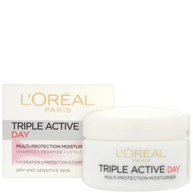 L'Oreal Paris Dermo Expertise Triple Active Day Multi-Protection Moisturiser - Dry / Sensitive Skin (50 ml)