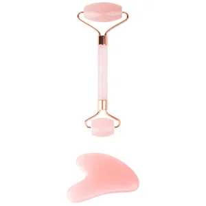 brushworks HD Rose Quartz Resin Roller & Gua Sha - undefined undefined