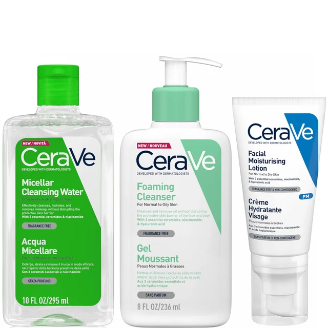 CeraVe Foaming 3 Step Double Cleanse and Moisturise Bundle