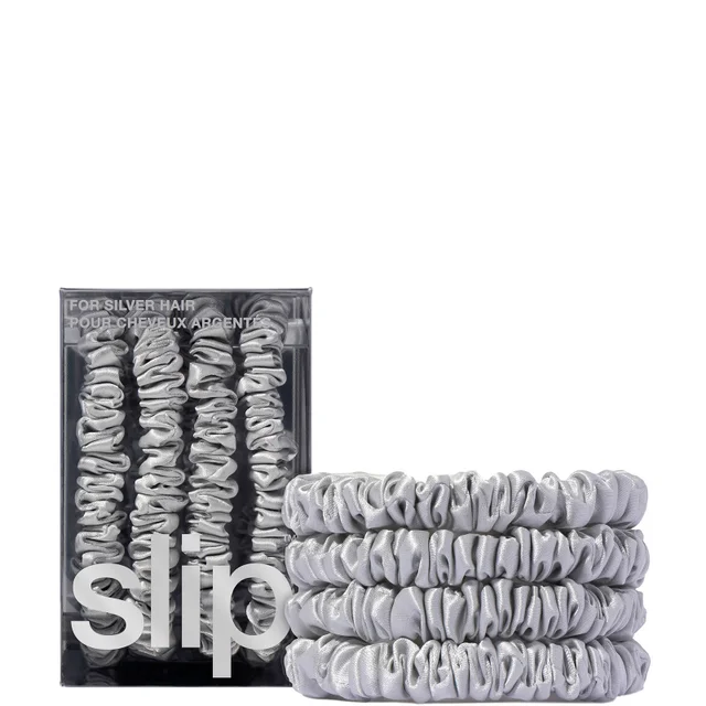 Slip Pure Silk Skinny Scrunchies - Silver