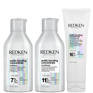 Redken Acidic Bonding Concentrate Shampoo, Conditioner and 5-Minute Liquid Hair Mask Bond Repair Bundle - undefined undefined