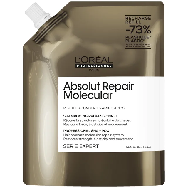 L'Oréal Professionnel Absolut Repair Molecular Shampoo Refill Pack 500ml for Damaged Hair