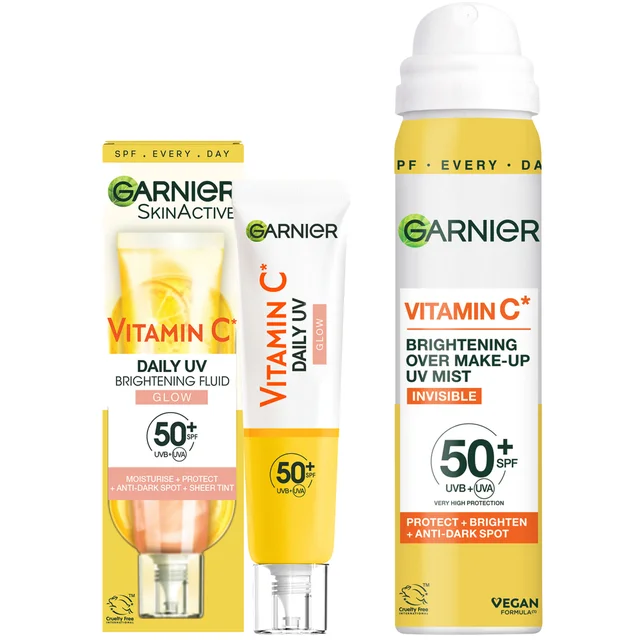 Garnier Vitamin C Brightening SPF50 Mist & Glow Fluid Sun Protection Bundle