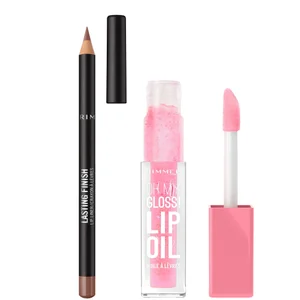 Rimmel Oh My Gloss! Lip Oil & Lasting Finish Lip Bundle (Various Shades) - Shade 001 Pink Flush
